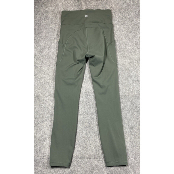 Lululemon Leggings Womens 4 Green Pockets Athleisure Workout Yoga - Picture 11 of 14